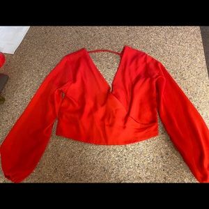 Red Wrap Crop Top